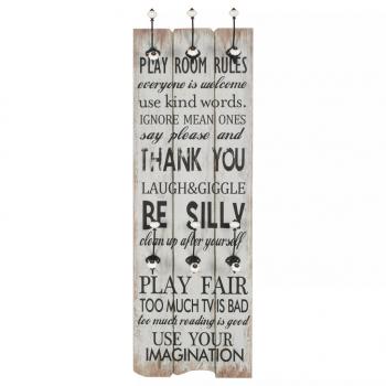 Wandgarderobe mit 6 Haken 120 x 40 cm "THANK YOU" 