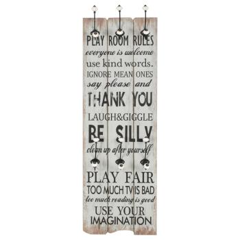 Wandgarderobe mit 6 Haken 120 x 40 cm "THANK YOU" 