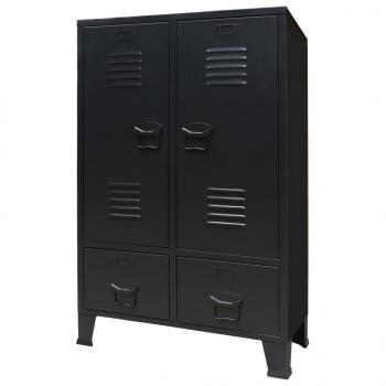 ARDEBO.de - Kleiderschrank Metall Industrie-Stil 67 x 35 x 107 cm Schwarz