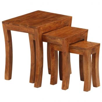 3-tlg. Satztisch-Set Massivholz Akazie 50x35x50 cm Braun