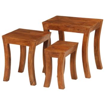 3-tlg. Satztisch-Set Massivholz Akazie 50x35x50 cm Braun