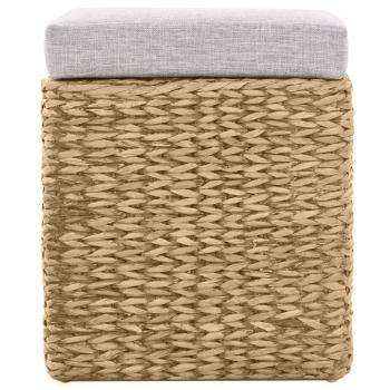 Sitzbank mit 2 Ottomanen Seegras Grau