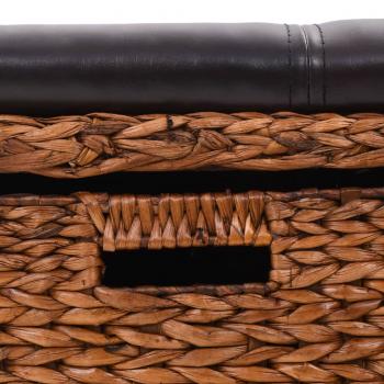 Sitzbank mit 2 Körben Seegras 71×40×42 cm Braun