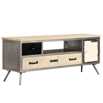 TV-Schrank Massivholz Mango und Stahl 120x30x45 cm