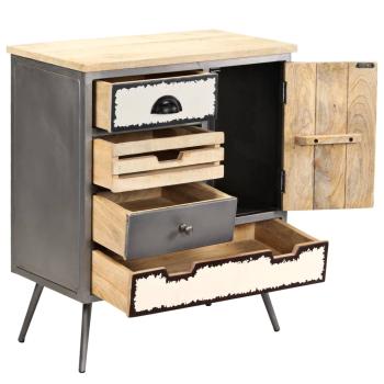 Sideboard Mangoholz Massiv und Stahl 65 x 33 x 76 cm