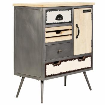 Sideboard Mangoholz Massiv und Stahl 65 x 33 x 76 cm