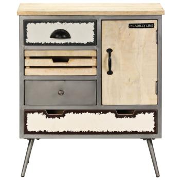 Sideboard Mangoholz Massiv und Stahl 65 x 33 x 76 cm