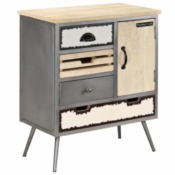 Sideboard Mangoholz Massiv und Stahl 65 x 33 x 76 cm