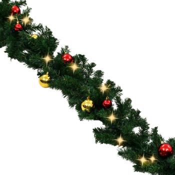 Weihnachtsgirlande Geschmückt mit Kugeln und LED-Lichtern 20 m