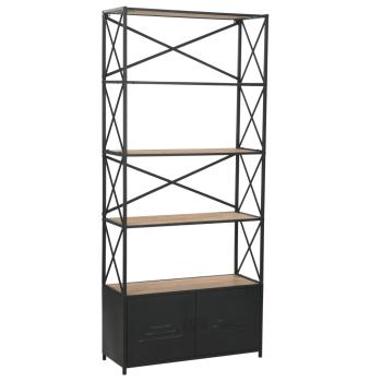 ARDEBO.de - Bücherregal Massivholz Tanne und Stahl 80x32,5x180 cm