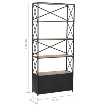 Bücherregal Massivholz Tanne und Stahl 80x32,5x180 cm