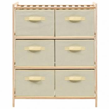 Korb-Kommode mit 6 Stoffkörben Zedernholz Beige