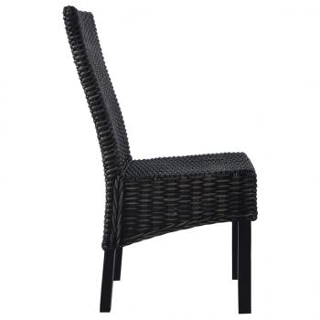 Esszimmerstühle 2 Stk. Schwarz Kubu Rattan und Mango Holz
