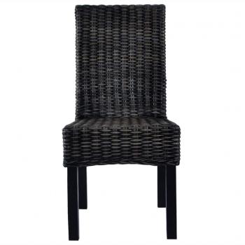 Esszimmerstühle 2 Stk. Schwarz Kubu Rattan und Mango Holz