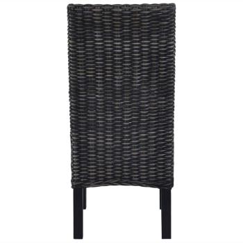Esszimmerstühle 2 Stk. Schwarz Kubu Rattan und Mango Holz