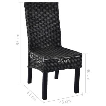 Esszimmerstühle 2 Stk. Schwarz Kubu Rattan und Mango Holz