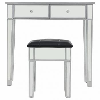 Verspiegelter Schminktisch mit Hocker MDF und Glas