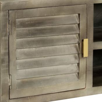TV-Schrank Grau mit Messing 110 x 30 x 48 cm Mangoholz Massiv