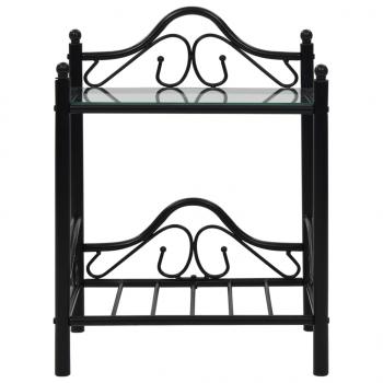 Nachttische 2 Stk. Stahl und Hartglas 45 x 30,5 x 60 cm Schwarz