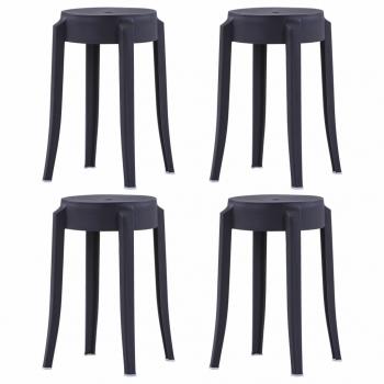 ARDEBO.de - Stapelbare Hocker 4 Stk. Schwarz Kunststoff