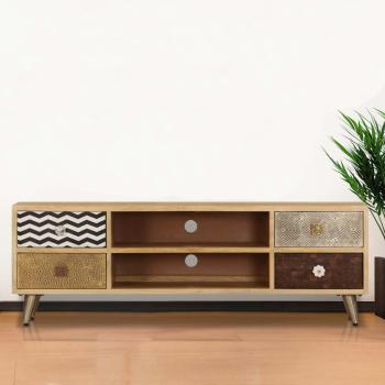 TV-Ablage 120 x 30 x 40 cm Massivholz Mango