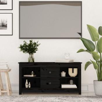 ARDEBO.de - TV-Schrank Schwarz 103x36,5x52 cm Massivholz Kiefer