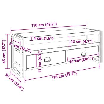 TV-Schrank 120 x 35 x 45 cm Mangoholz Massiv
