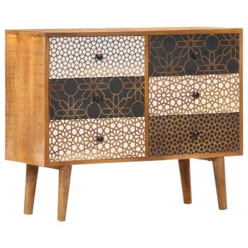 Sideboard mit Druckmuster 90×30×70 cm Massivholz Mango