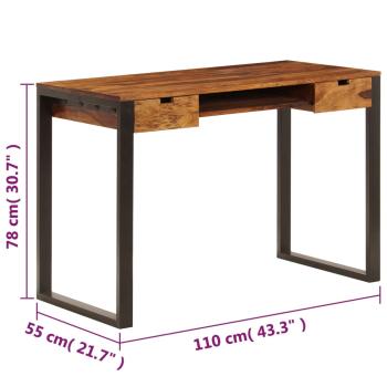 Schreibtisch 110 x 55 x 78 cm Massivholz und Stahl