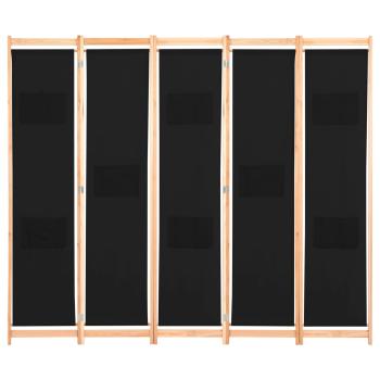 5-teiliger Raumteiler Schwarz 200 x 170 x 4 cm Stoff