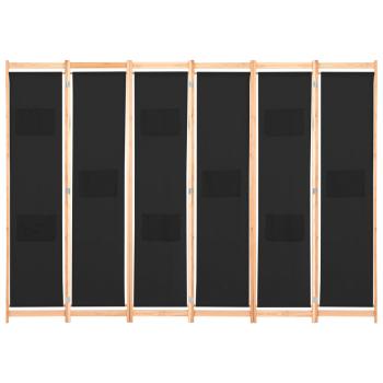 6-teiliger Raumteiler Schwarz 240 x 170 x 4 cm Stoff