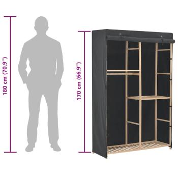 3-stufiger Kleiderschrank Grau 110 x 40 x 170 cm Stoff