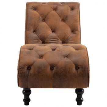 Chaiselongue Braun Wildleder-Optik