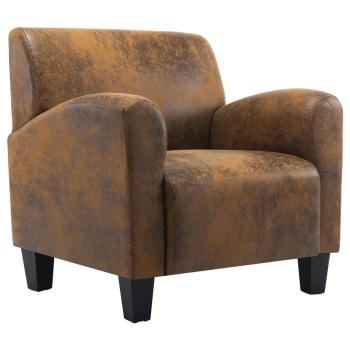 Sessel Braun Kunstleder Wildleder-Optik