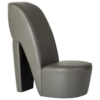 ARDEBO.de - Stuhl in Stöckelschuh-Form Grau Kunstleder
