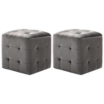 ARDEBO.de - Nachttische 2 Stk. Grau 30x30x30 cm Samtstoff