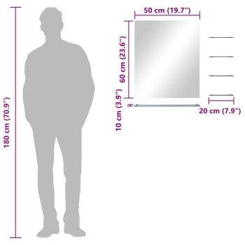 Wandspiegel mit 5 Ablagen Silbern 50×60 cm 