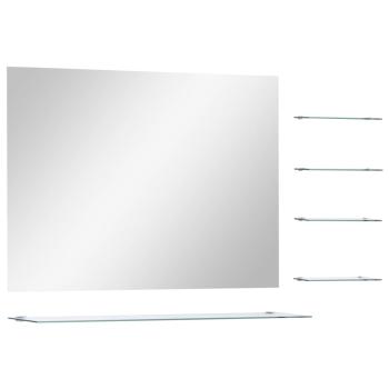 Wandspiegel mit 5 Ablagen Silbern 80×60 cm 