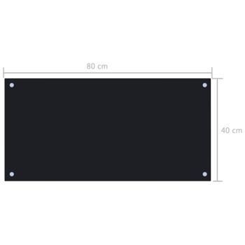 Küchenrückwand Schwarz 80x40 cm Hartglas