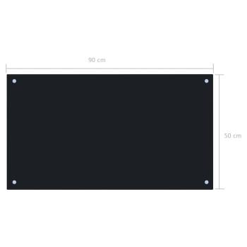 Küchenrückwand Schwarz 90x50 cm Hartglas