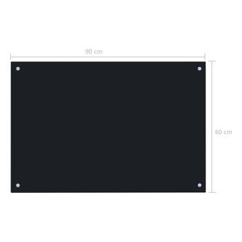 Küchenrückwand Schwarz 90x60 cm Hartglas