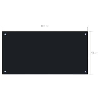  Küchenrückwand Schwarz 100x50 cm Hartglas