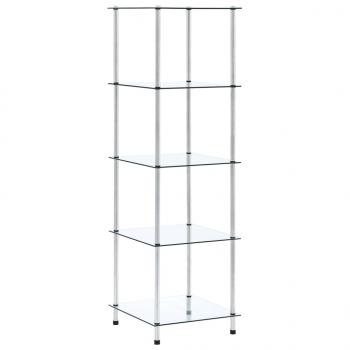 Regal mit 5 Ablagen Transparent 40x40x130 cm Hartglas