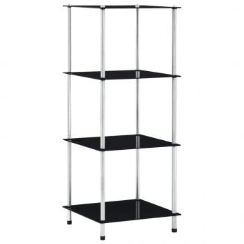 ARDEBO.de - Regal mit 4 Ablagen Schwarz 40x40x100 cm Hartglas