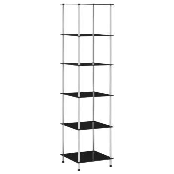 Regal mit 6 Ablagen Schwarz 40x40x160 cm Hartglas