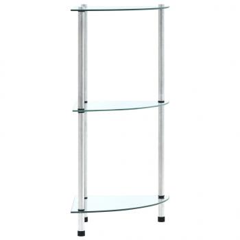 ARDEBO.de - Regal mit 3 Ablagen Transparent 30x30x67 cm Hartglas