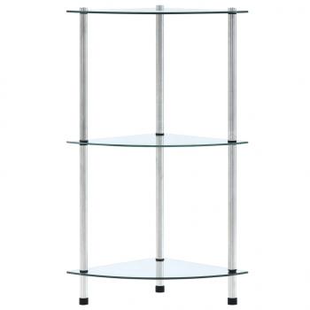 Regal mit 3 Ablagen Transparent 30x30x67 cm Hartglas