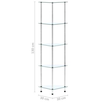 Regal mit 5 Ablagen Transparent 30x30x130 cm Hartglas