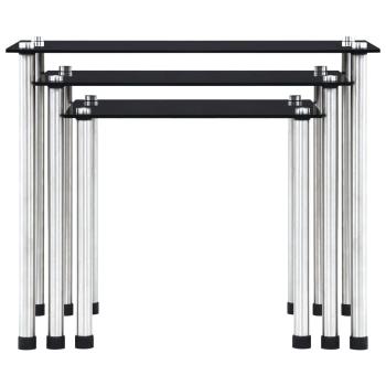 Satztische 3 Stk. Schwarz Hartglas   