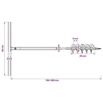 Erdbohrer mit Griff 100 mm Verlängerungsrohr 5 m